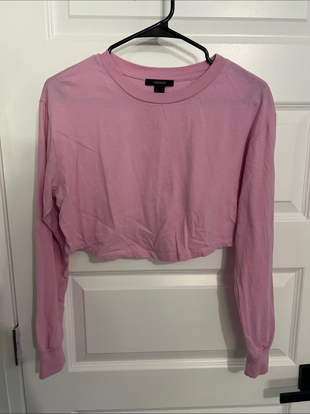 Forever 21 Light Pink Cropped Long-Sleeve Tee